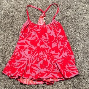 LOFT Red Floral Tank Top